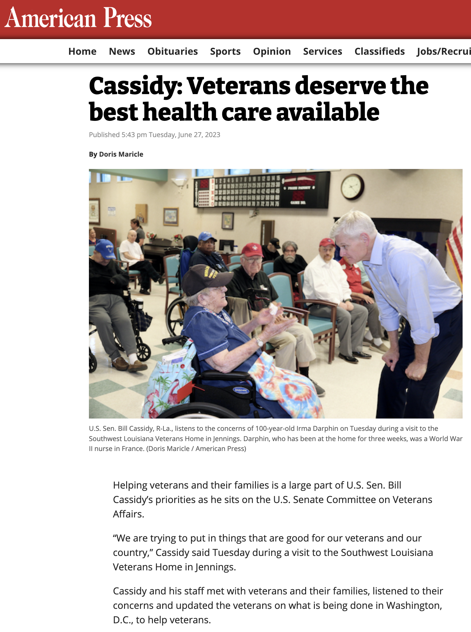 American Press Veterans Article