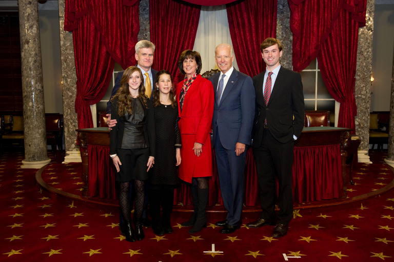 Swearing into the United States Senate with family.